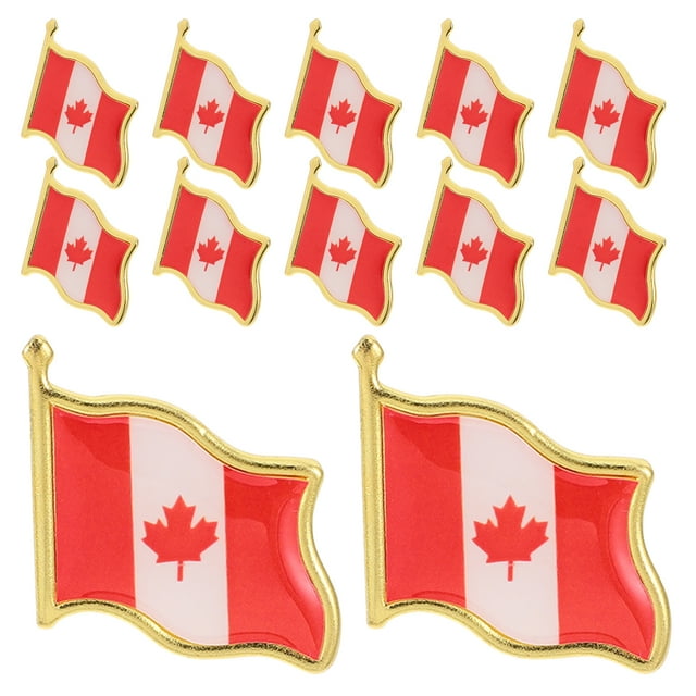 Shisuyan 25 Pcs Badge Drapeau en Métal Épingle du Drapeau du Canada Badges Drapeau Métal Badge Canada