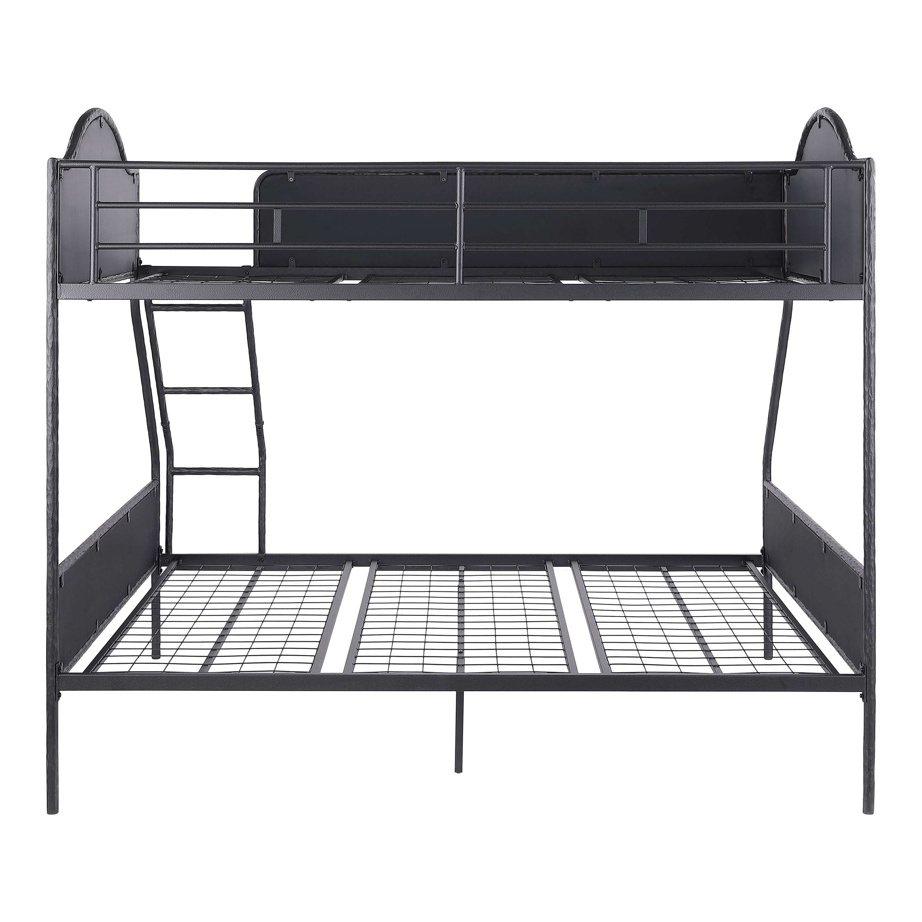 Furniture of America Rima Modern Kids Metal Twin over Full Bunk Bed with Reversible Ladder, Black