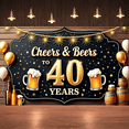 thumbnail image 4 of Yatrandify Retro Design Happy Birthday Banner Gold Accents 40th Birthday Cheers Beers Celebration for Adult Party Funny Events, 4 of 7