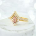 thumbnail image 4 of KANISHKAGEMS&JEWELS 1 Ct Oval peach Morganite Engagement Ring Enhancer Set yellow Gold Plated Silver DiamondCurved Band Set For her, 4 of 9