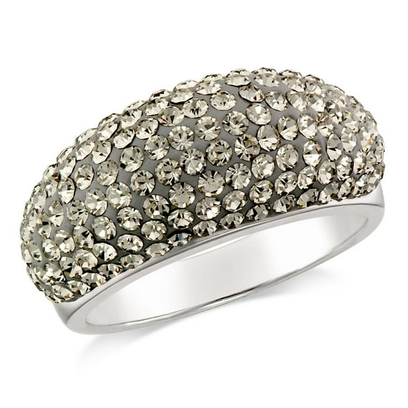 Bague en Argent Sterling avec Dôme et Lumière Rose Diamant