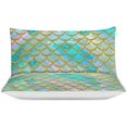 thumbnail image 3 of HAHDAXIA Mermaid Print Bedding Solid Comforter Set for All Seasons,3 Pieces(1 Comforter+2 Pillowcases),Soft Microfiber Bedding Set Queen(90"x90"), 3 of 7