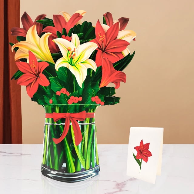 Flor tridimensional 3D Día del Maestro con flores talladas en papel manualidades ramo emergente tarjeta de felicitación navideña creativa