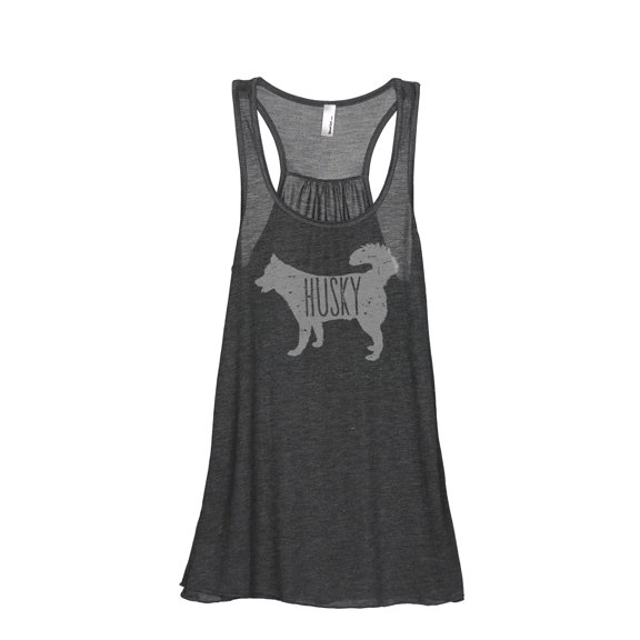 Thread Tank Husky Dog Silhouette Women's Sleeveless Flowy Racerback Tank Top Charcoal Small