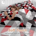 thumbnail image 4 of Retro Crystal Effect 4 Piece Duvet Cover Set Full Size Red Black Seamless Stitching Soft Bedding Set Comforter Cover, 1 Duvet Cover 1 Flat Sheets and 2 Pillowcases, 4 of 9