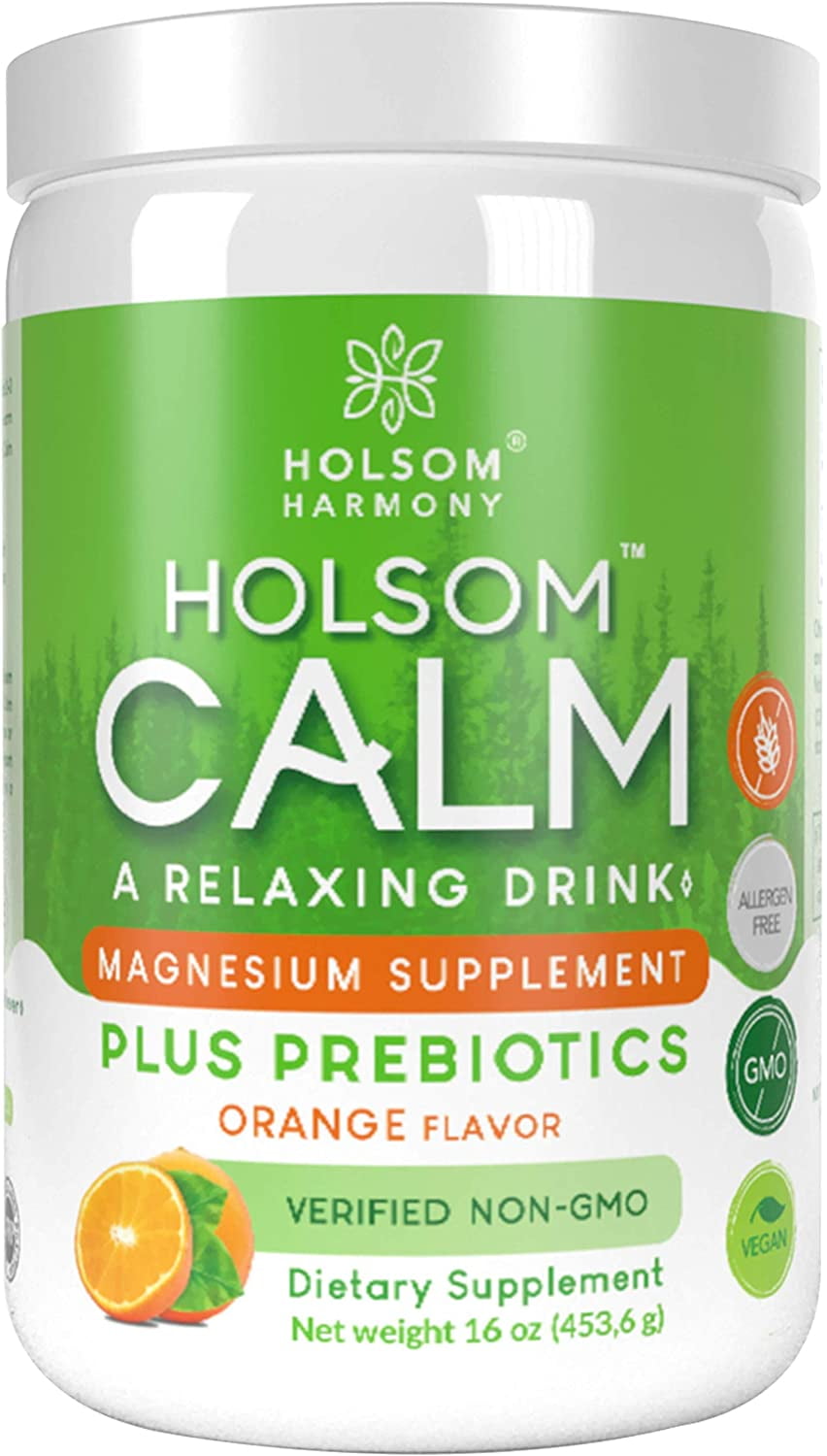Calm Magnesium Powder Plus PreBiotics, Anti-Stress Drink Supplement, High Absorption, Non-GMO, Vegan, Gluten & Sugar-Free 16 Ounces (Orange)