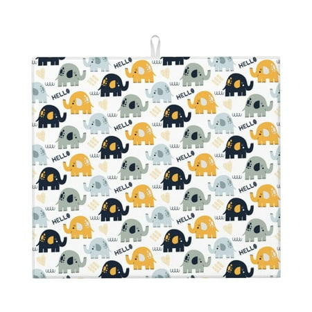 

Vsdgher Cute Elephant Print Dish Drying Mat Kitchen Counter Mat Dish Drying Pad for Dishes Utensils Pots and Pans 16 x 18