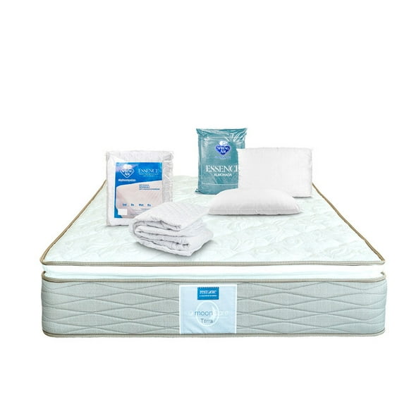 Colchon Individual + Almohadas + Cubrecolchón Restonic Terra