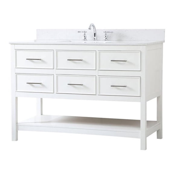 48 inch single bathroom vanity in white with backsplash