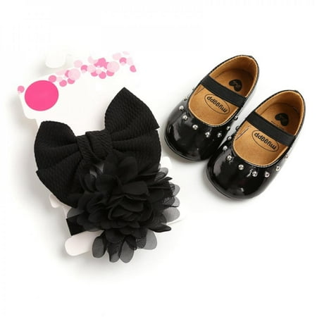 

Promotion!Baby Girl Rivet Sweet Princess Toddler Shoes Free Hair Accessory Two Set 0-18M