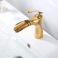 thumbnail image 2 of Grifo de lavabo de baño de lujo grifo de cascada de un solo mango acabado dorado pulido para baño de 1 orificio Ormromra WLJ-4125, 2 of 2