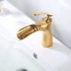 thumbnail image 3 of Grifo de lavabo de baño de lujo, grifos de cascada monomando, acabado en oro pulido, para baño con 1 orificio, 3 of 5