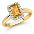 thumbnail image 2 of Gem Stone King 1.03 Ct Yellow Citrine G/H Lab Grown Diamond 10K Yellow and White Gold Halo Engagement Ring (Size 9), 2 of 4