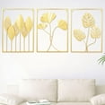 thumbnail image 6 of Gold Wall Decor, 3 Pack Gold Metal Wall Art for Living Room, Large Leaf Frame Accent Leaves for Living Room, Bedroom, Office, Study Wall Decor Home, 6 of 10
