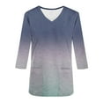 thumbnail image 4 of Xfvqtps Scrub Tops for Women Gradient Soft V-Neck 3/4 Sleeve Scrubs Comfortable Nursing Uniforms New Fashion Casual Printed T-shirt Nursing Clothes Top Working Uniforms with Pockets Gray, 4 of 5