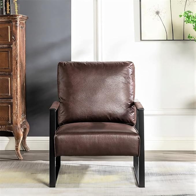 Modern Accent Chair with Durable Square Metal Frame
