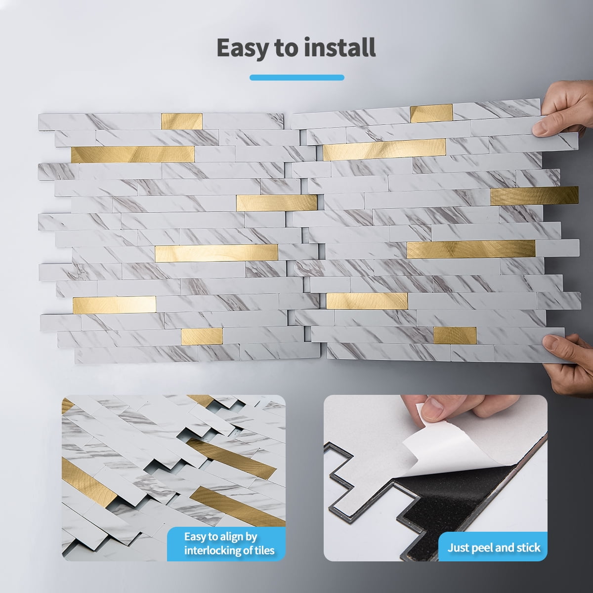 Art3d 10-Sheet 11.8''X13.4'' Peel and Stick Backsplash Marble Tone Tile for Kitchen,Bathroom,RV