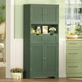 thumbnail image 5 of 57.8" H Tall Bathroom Storage Cabinet with 2 Drawers & 2 Adjustable Shelves, Floor Cabinet with 4 Doors, Tall Cabinet for Living Room, Dining Room, Entryway, Forest Green, 5 of 18