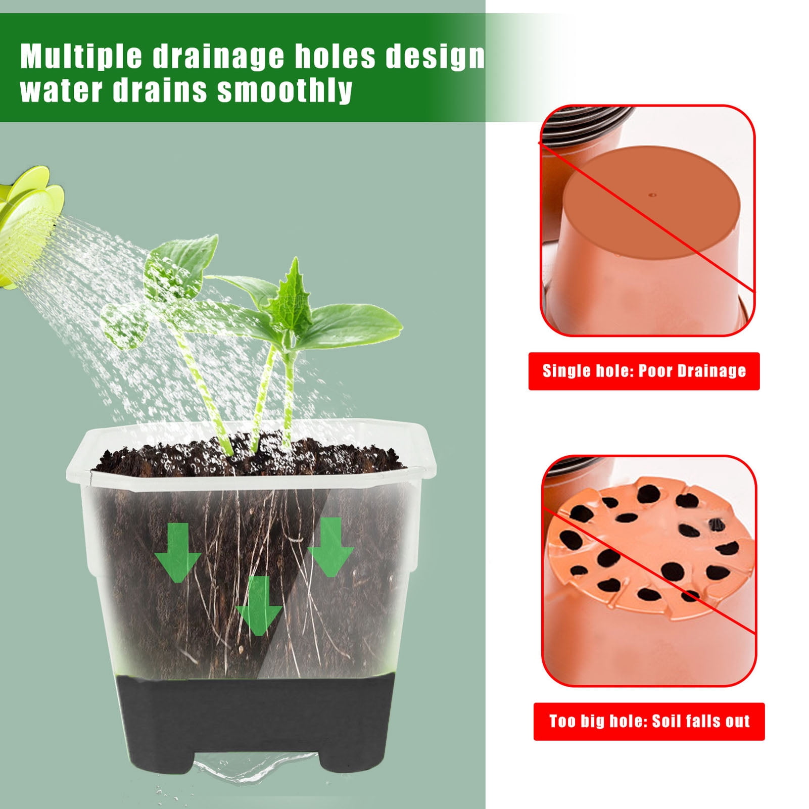 Riousery 20 Pcs Square Silicone Nursery Pot Planters Variety Pack Reusable Seed Starting Pots with Drainage Holes for Indoor Outdoor Plants Gardening Black 3.94 inches / 10 cm
