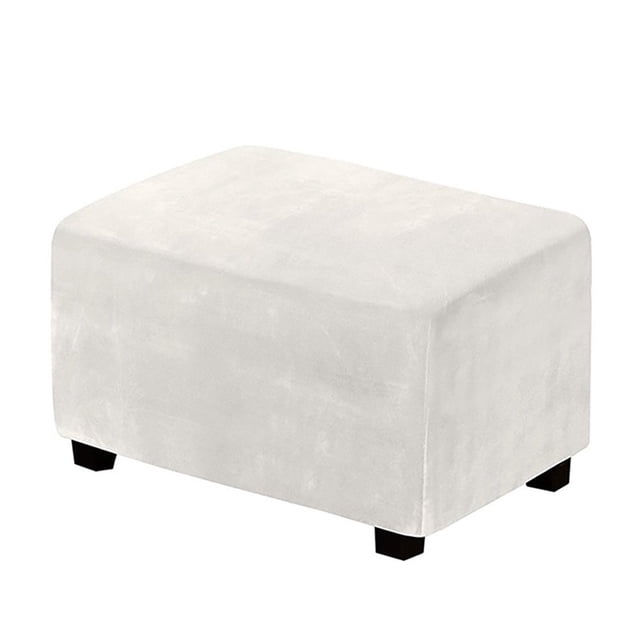 Ottoman Slipcovers Stretch Ottoman Cover Footrest Footstool Slipcover Anti-Slip Foot Stool Cover Machine Washable Soft Rectangle Furniture Protector for Living Room Bedroom