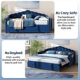 thumbnail image 5 of Bellemave Upholstered Daybed with Pop Up Trundle,Twin to King Extendable Bed with USB & Type-C Charging Port, Velvet Sofa Bed Frame with 2 Side Pockets for Bedroom, Living Room, Guest Room (Blue), 5 of 8
