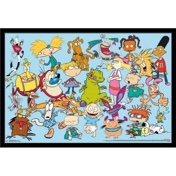 Nickelodeon Characters Wall Poster, 22.375" x 34", Framed