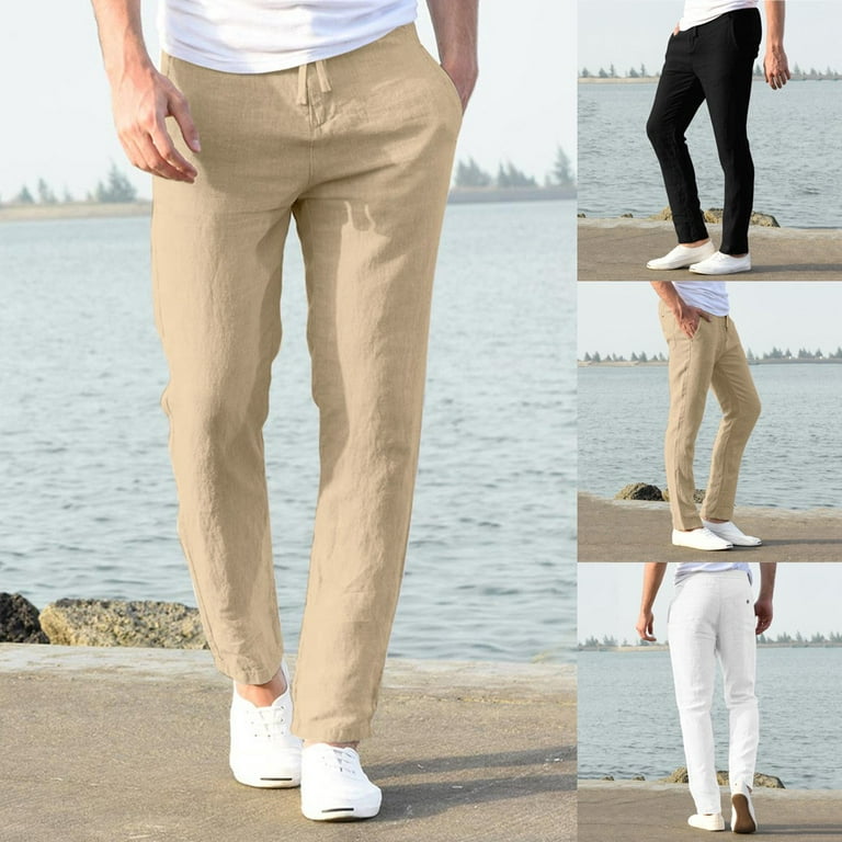 【COLOR iN ID】Thin ST Cotton Pants QATAINLAV Summer Linen Pants Men Casual Drawstring Elastic