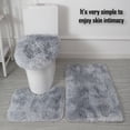 thumbnail image 5 of FloreceBien Alfombra de pelo largo teñida de felpa para inodoro, juego de tres piezas de almohadillas antideslizantes para pies, absorbente para baño, 5 of 5