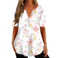thumbnail image 1 of Gibobby Camisetas Mujer Manga Corta Camisas verano para mujer, camisetas manga corta con cuello en V estampado 2023, camisetas con estampado floral, tú(Rosa,CH), 1 of 4