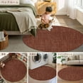 thumbnail image 6 of Dark Brown 7ft Round Rug, Farmhouse Burlap Solid Brown Color Modern Linen Texture Non-Skid Rubber Backing Large Area Rugs - Living Room Bedroom Home Office, Indoor Floor Mat Carpets Washable Rug, 6 of 9