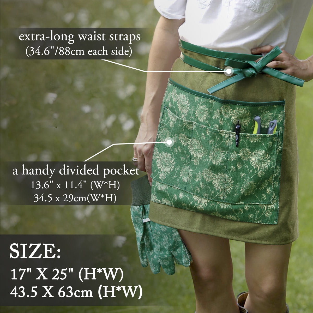 Colwelt Garden Stool and Kneeler Set, Garden Seat and Kneeler Heavy Duty with 10" Wide Soft Kneeling Pad, Non-Slip Garden Bench for Kneeling and Sitting with Elegant Apron, Gardening Gifts for Women