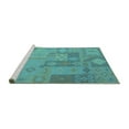 thumbnail image 2 of Ahgly Company Machine Washable Indoor Round Patchwork Turquoise Blue Transitional Area Rugs, 6' Round, 2 of 4