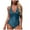 Blue, variant on mgoYE Women's One Piece Swimsuit 2029 Tummy Control Bathing Suit V Neck Retro Ruched Push Up Swimwear Cross Back(Black,XL)