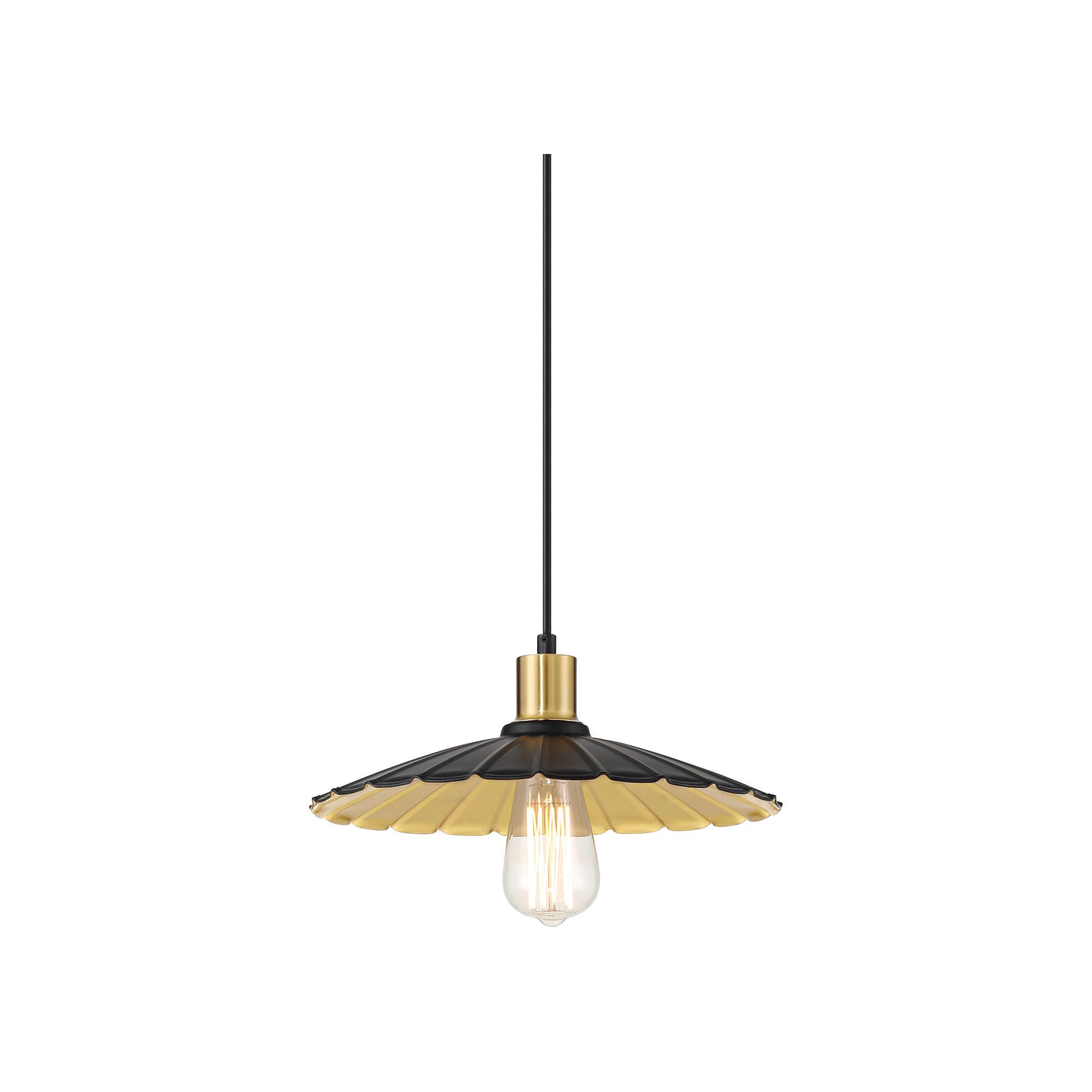 Possini Euro Design Piaza 12 1/4" Mid Century Modern Pendant Ceiling Light Fixture Dining Room Over Table Black Gold Finish
