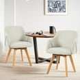 thumbnail image 3 of WOOW DEPOT Swivel Dining Chairs Set of 4, Upholstered with Arms & Wood Legs, Modern Linen Fabric Side Chairs for Kitchen Living Room Office, Beige, 3 of 11