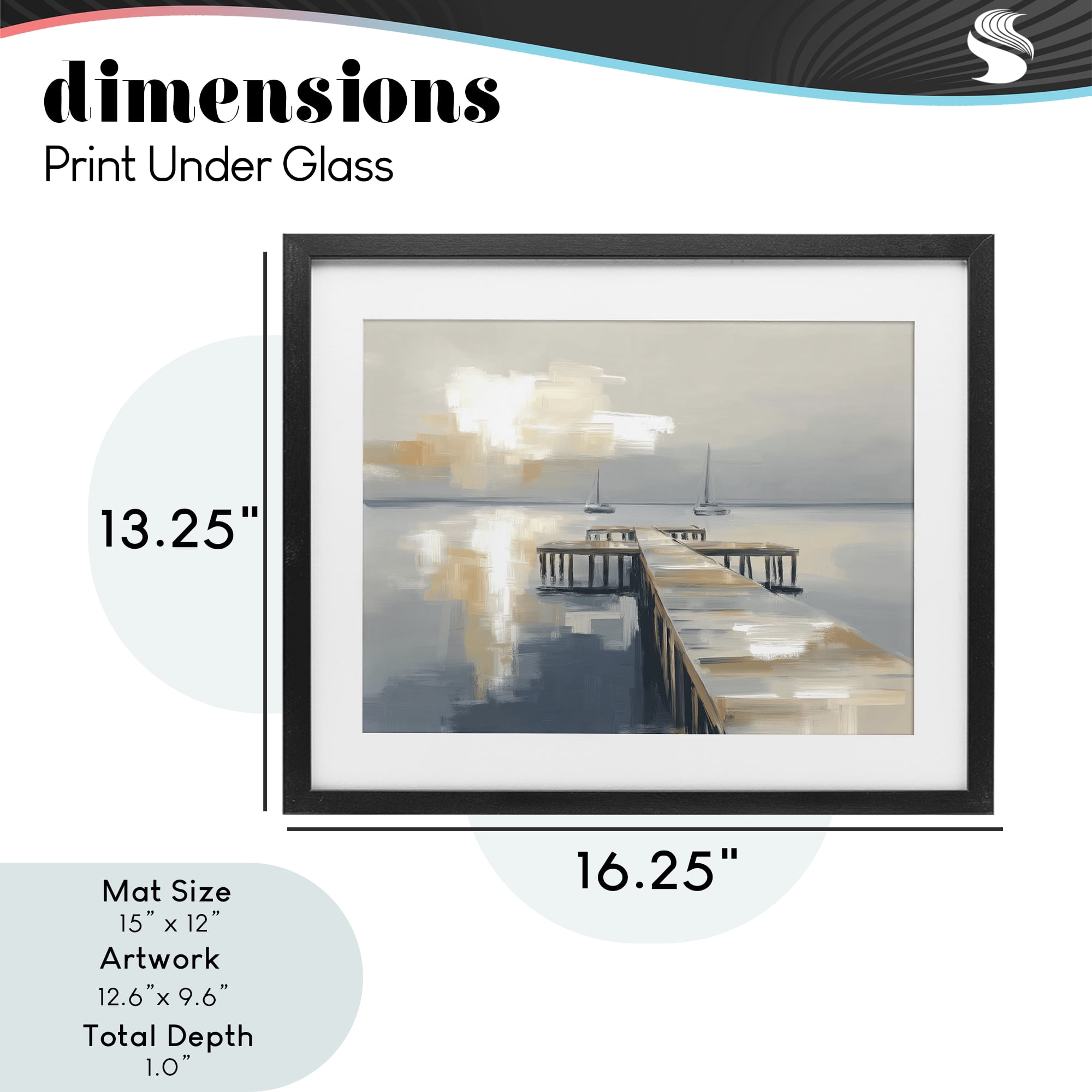 Stupell Industries Pier with Two Boats Seascape Black Framed Print Under Glass, design by Kim Curinga