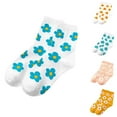 thumbnail image 4 of Xfvqtps Womens Crew Socks Flower Print Color Blocking Middle Tube Non Shedding Comfortable Breathable Elastic Soft Cozy Premium Spring Summer Cotton Socks Blue, 4 of 4