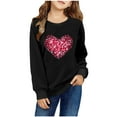 thumbnail image 2 of Spazoro Kids Girls Sweatshirts, Heart Print Crew Neck Valentine's Day Long Sleeve Casual Blouses Tops for Child Girls Black Size 9 T, 2 of 4