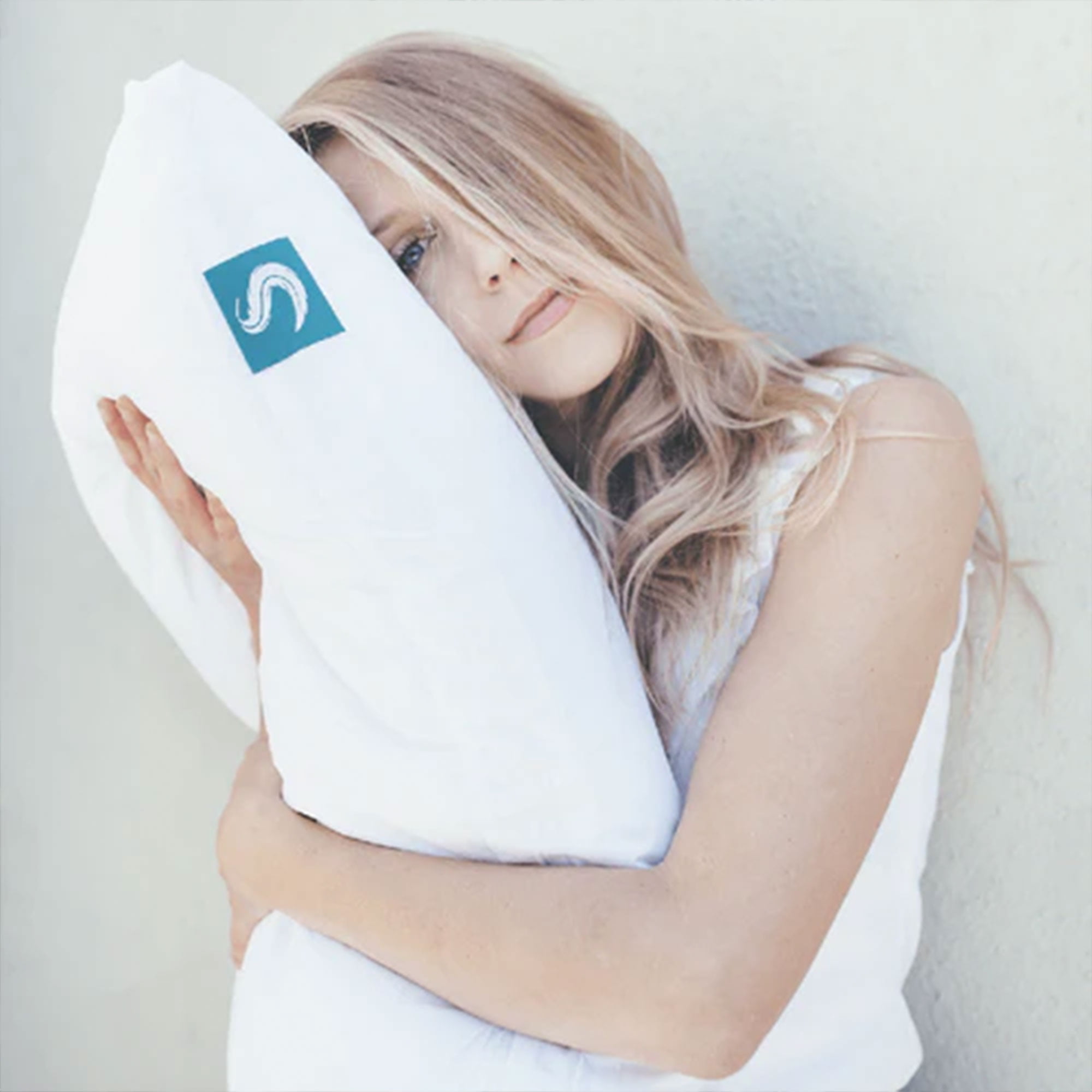 Sleepgram Bed Support Sleeping Pillow w/ Cover, Queen Size, White (2 Pack)
