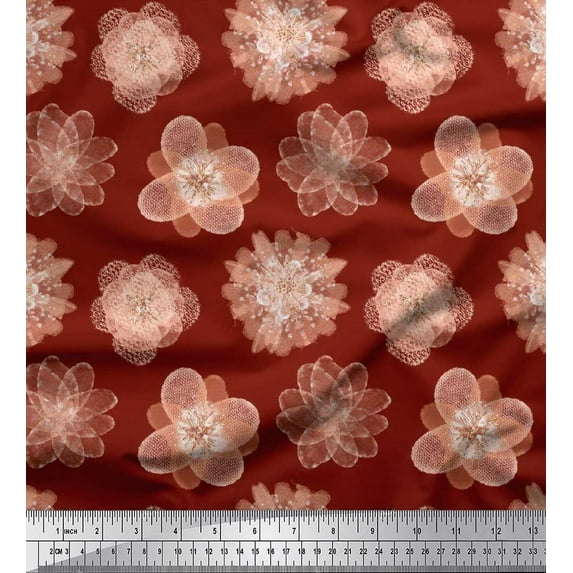 Soimoi Silk Fabric Artistic Flower Decor Fabric Printed Yard 42 Inch Wide