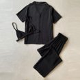 thumbnail image 4 of Cárdigan Top con botones para mujer, pantalones y pantalones con cintura elástica, trajes informales de Color sólido para el hogar Cgtredaw Negro T M para Mujer, 4 of 6
