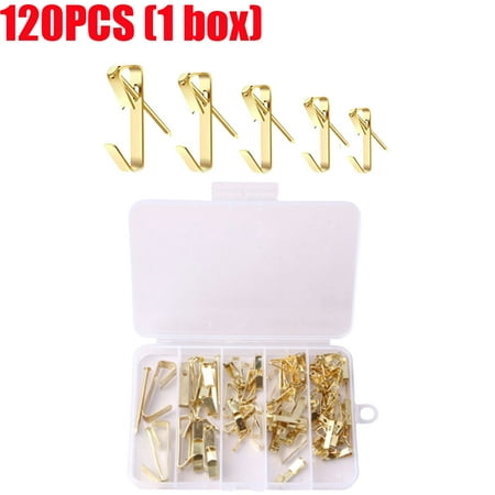 

Picture Hanger Hooks 120 Pieces Heavy Duty 10-100lbs with Nails for Picture Frame Canvas Mirror Hanging Decoration