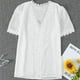 thumbnail image 4 of Jumpingount Camiseta de gasa para mujer, blusa holgada de encaje lavable con cuello de y manga corta, camisa de oficina para deportes al aire Type2 NO2, 4 of 6