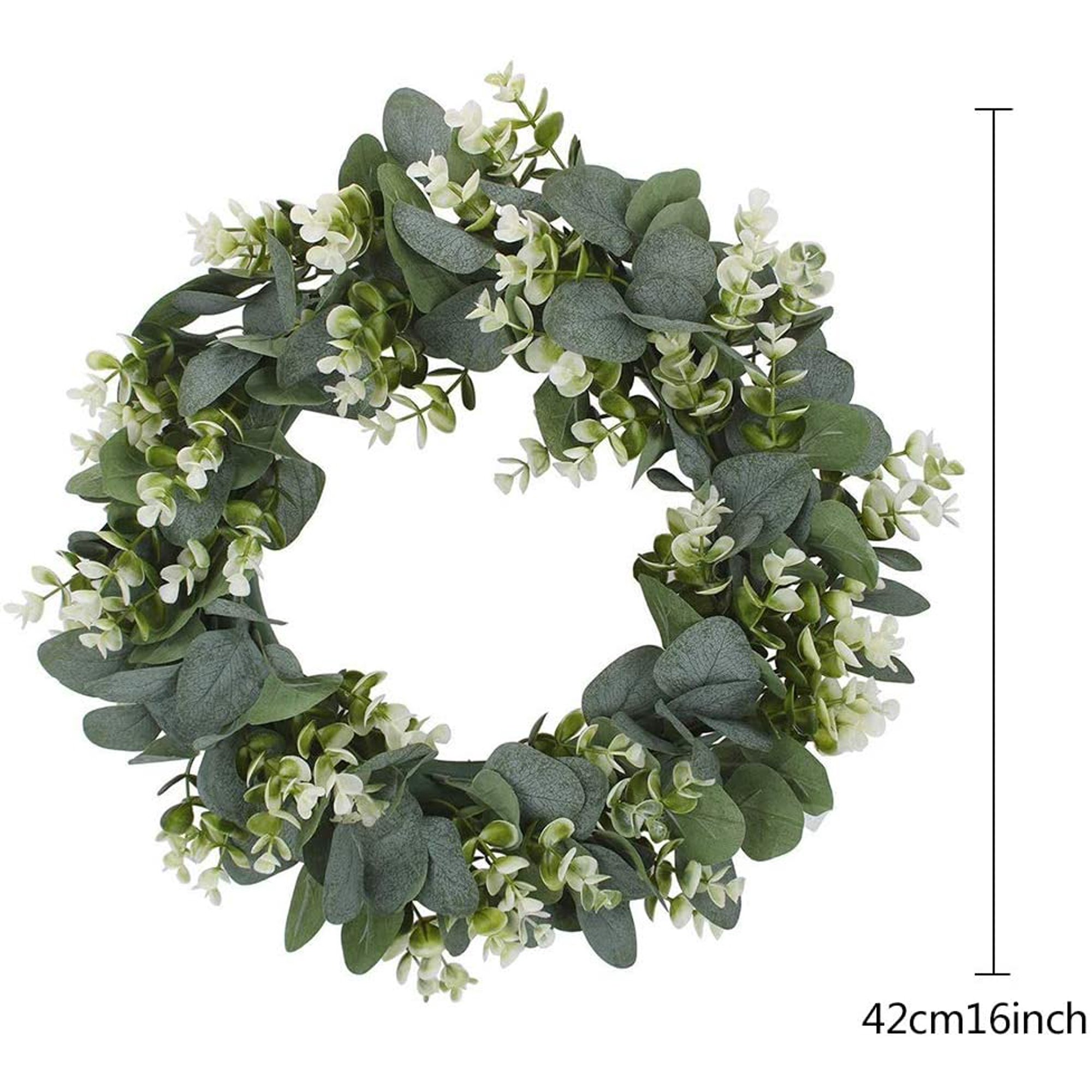 Ar Ificial Eucalyp Us Wrea H Garland Whi E Green Leaf Wrea H Spring Summer Leaves Home Decor Ou Door Window Wrea H For Fes Ival Fron Door Wall Wedding Par Y