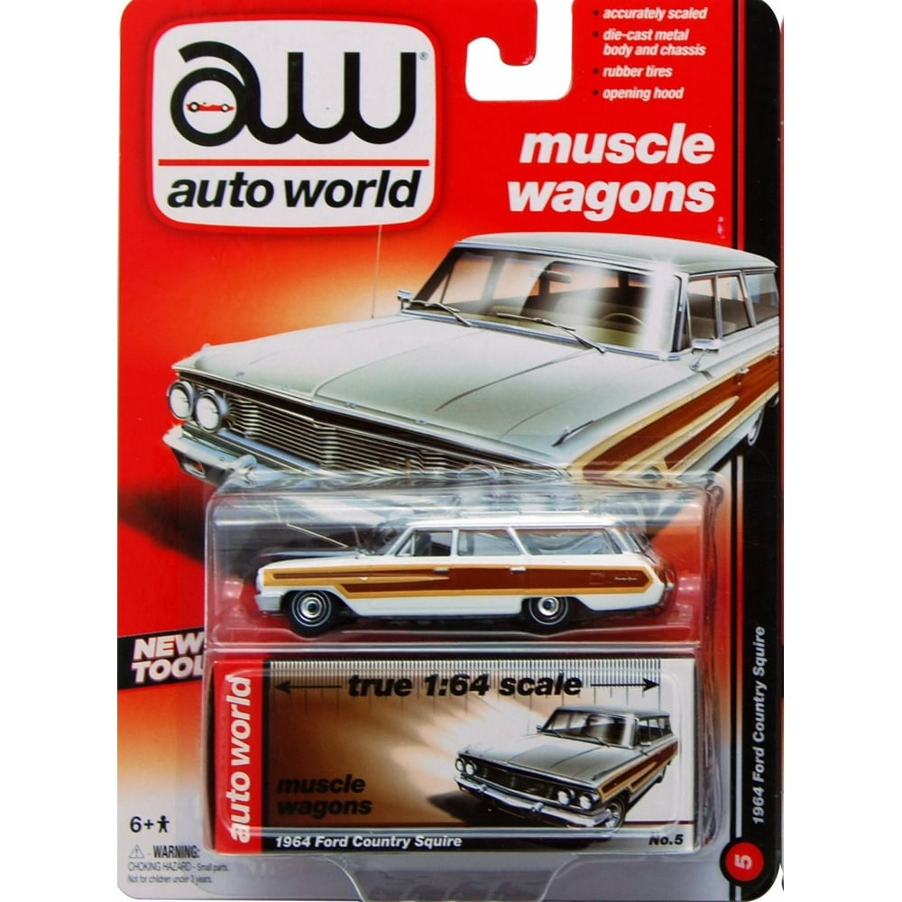 1964 Ford Country Squire , Red - Auto World AW64012/48B - 1/64 Scale Diecast Model Toy Car