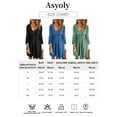 thumbnail image 5 of Asyoly Womens Dresses Long Sleeve A Line Dress Pleated Button Swing Mini Dress Solid Crewneck Elastic Waist Short Dress with Pocket, 5 of 7