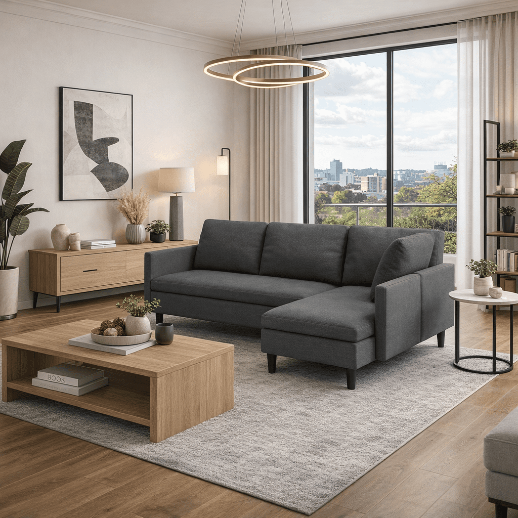 Aiho 79.1" Sectional Couch, L-Shaped Modular Sofa Bed with Deep Seat & Soft Seat Cushions, Convertible Sofa Bed for Living Room, Apartment, Dark Gray