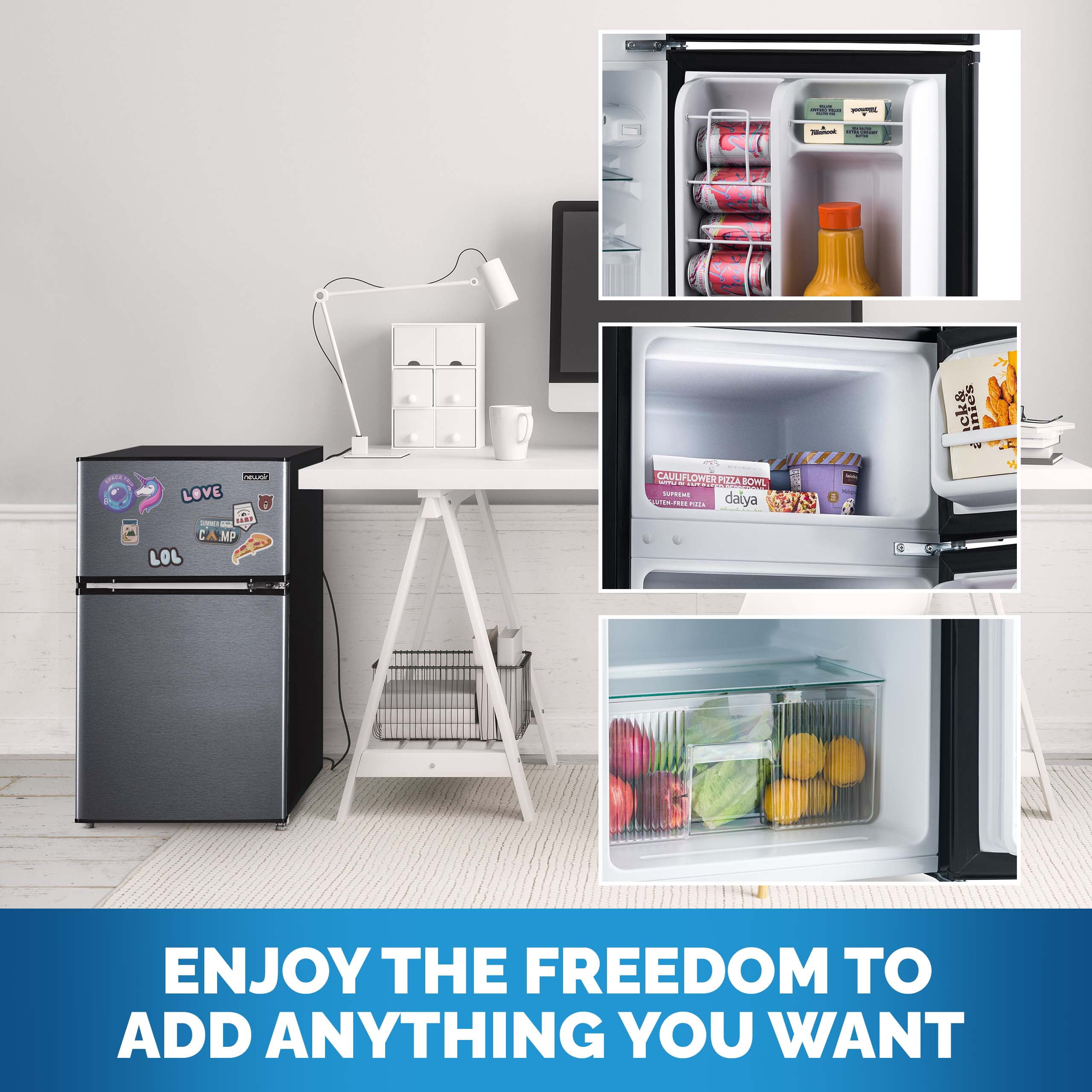 Newair 3.1 Cu. Ft. Compact Mini Refrigerator with Freezer in Gray
