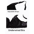 thumbnail image 5 of Sujetadores de copa completa para mujer, cómodo y transpirable, encaje floral, cobertura total, sujetador con aros sin relleno Negro 42/95 Fit 40B/C, 5 of 5