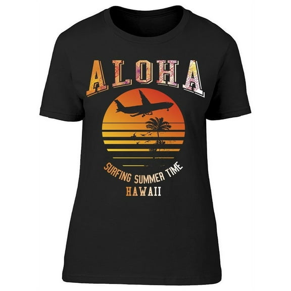 Plane Sunset Hawaii Aloha T-Shirt Women -Image by Shutterstock, Female 3X-Large
